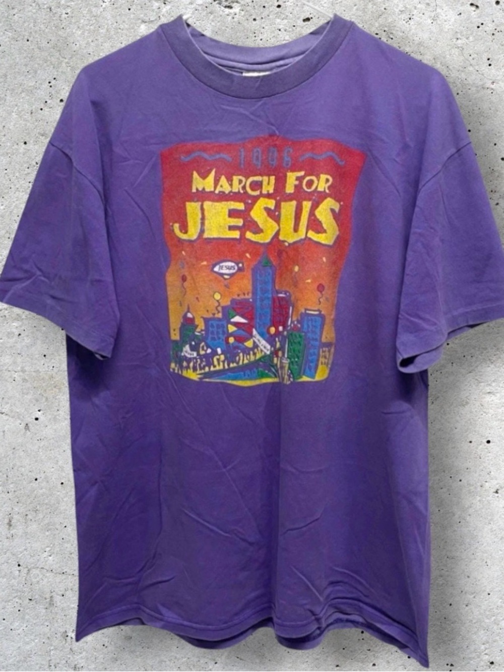 Vintage 1996 March For Jesus Distressed Purple T Shirt // L